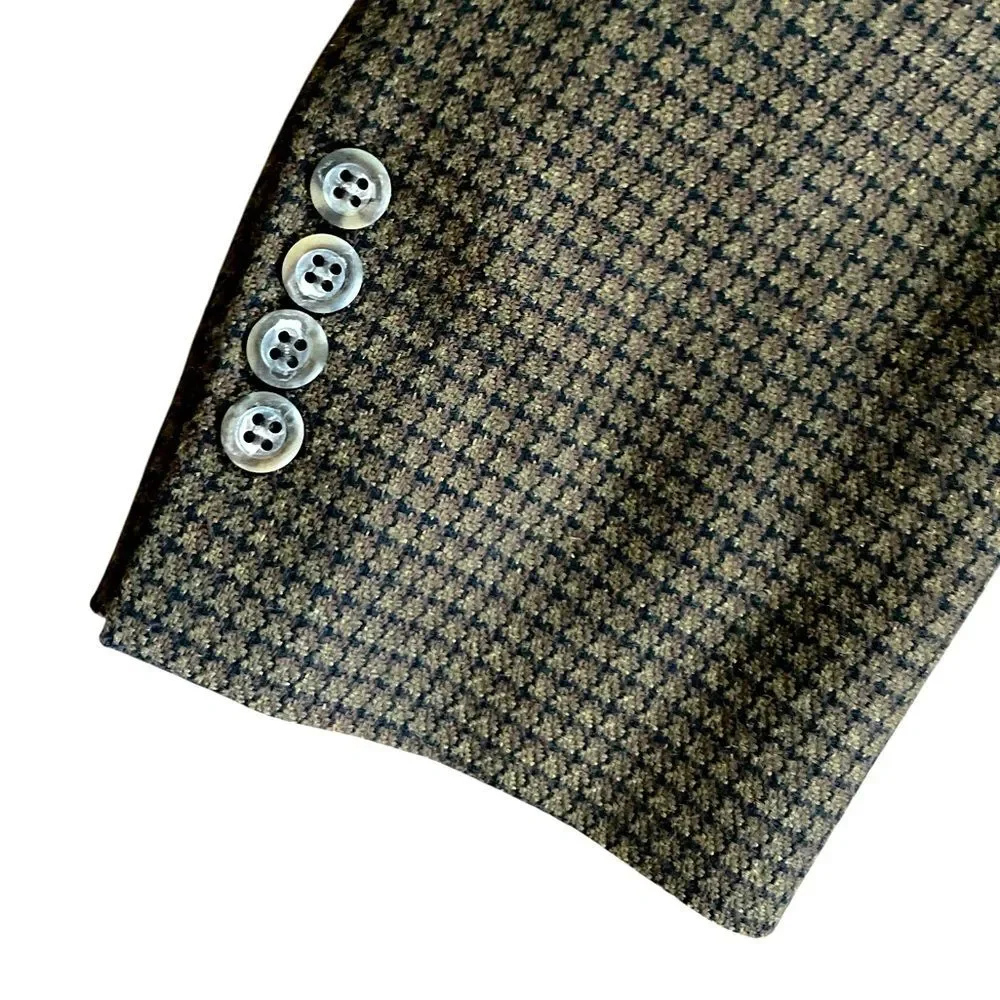 Vintage Brown Window Pane 100% Wool Blazer Coat Costume Prop Theatre